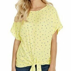 Buffalo David Bitton Yellow Tie Front Detail Short Sleeve Blouse in Size XXL